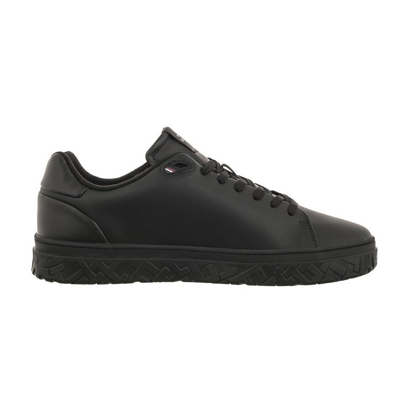 Tommy Hilfiger Court Thick Cupsole Leather Triple Black FM0FM04830 0GQ (TH930-a) sporta apavi