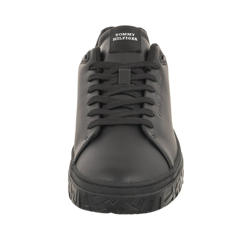 Tommy Hilfiger Court Thick Cupsole Leather Triple Black FM0FM04830 0GQ (TH930-a) sporta apavi