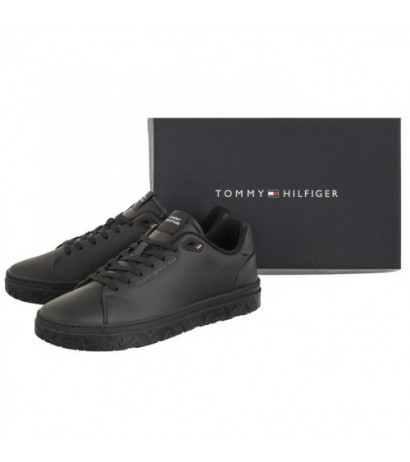 Tommy Hilfiger Court Thick Cupsole Leather Triple Black FM0FM04830 0GQ (TH930-a) sporta apavi