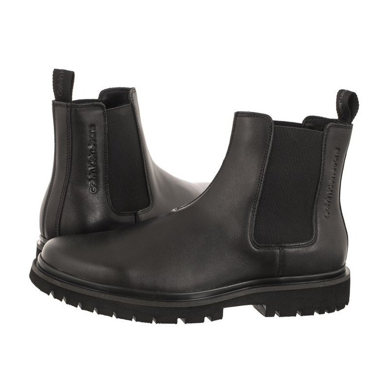 Calvin Klein Eva Boot Mid Chelsea Lth In Sat Triple Black YM0YM00860 0GT (CK412-a) apavi