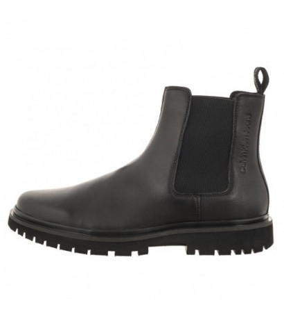 Calvin Klein Eva Boot Mid Chelsea Lth In Sat Triple Black YM0YM00860 0GT (CK412-a) apavi