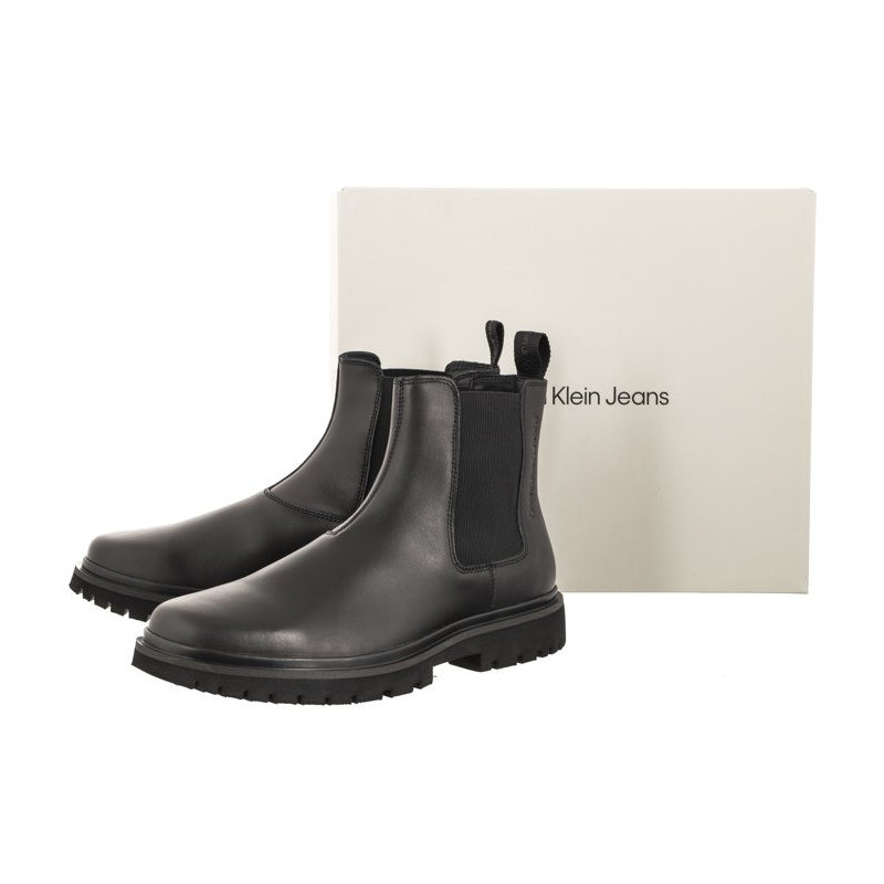 Calvin Klein Eva Boot Mid Chelsea Lth In Sat Triple Black YM0YM00860 0GT (CK412-a) apavi