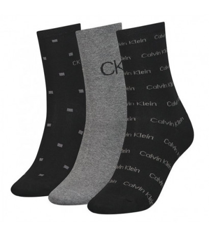 Calvin Klein Women Sock 3P Lurex Logo Black Combo 701224118 001 999 (CK383-a) kojinės