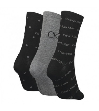 Calvin Klein Women Sock 3P Lurex Logo Black Combo 701224118 001 999 (CK383-a) kojinės