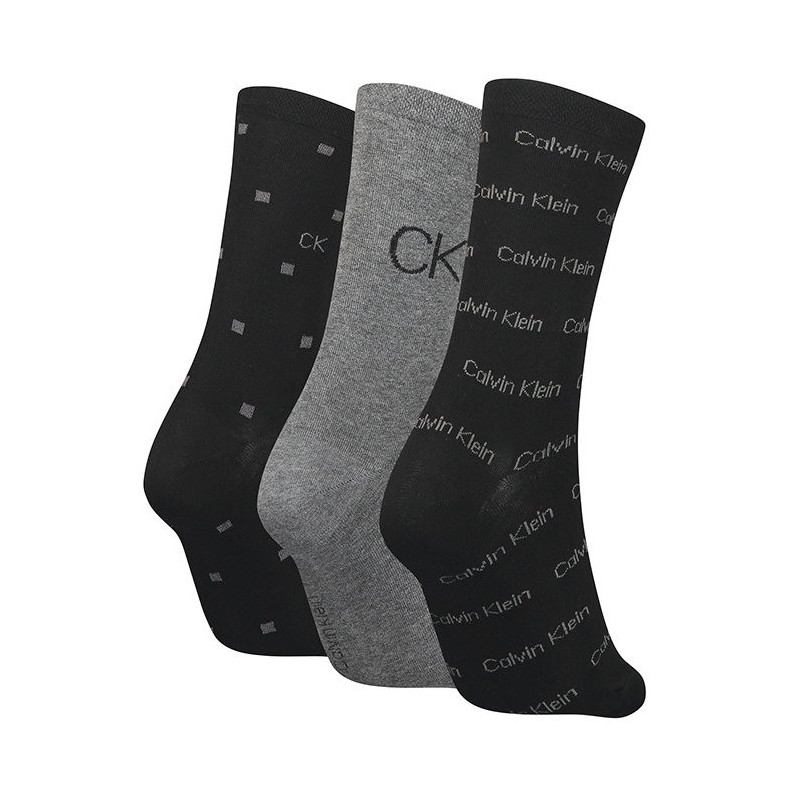 Calvin Klein Women Sock 3P Lurex Logo Black Combo 701224118 001 999 (CK383-a) kojinės