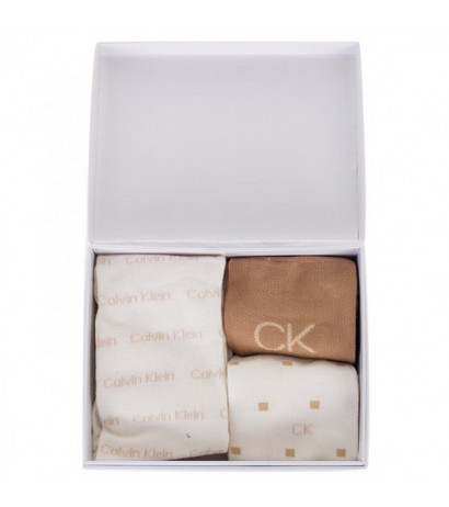 Calvin Klein Women Sock 3P Lurex Logo Camel Combo 701224118 002 999 (CK383-b) kojinės