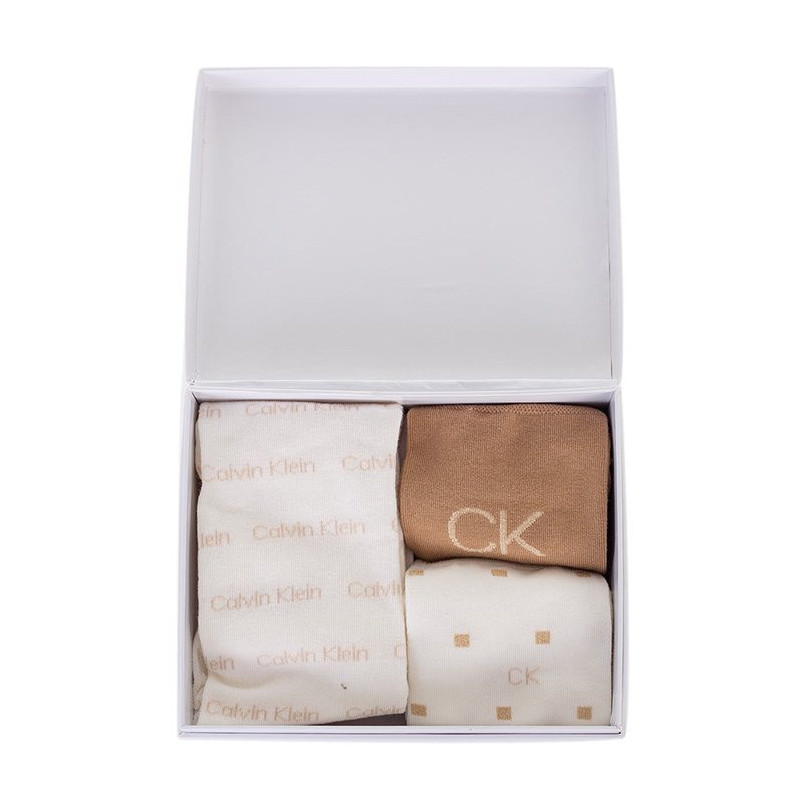 Calvin Klein Women Sock 3P Lurex Logo Camel Combo 701224118 002 999 (CK383-b) kojinės