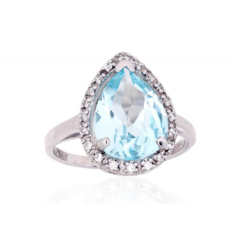 Silver ring 2101885(PRh-Gr)_CZ+TZLB, Silver 925°, Rhodium (Plating), Zirkons , Sky Blue Topaz