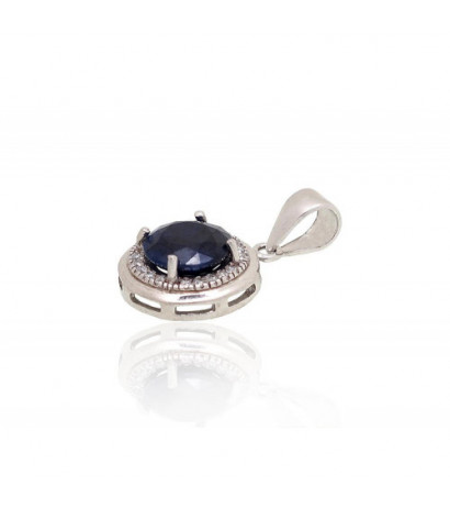 Silver pendant 2301963(PRh-Gr)_CZ+SA, Silver 925°, Rhodium (Plating), Zirkons , Sapphire