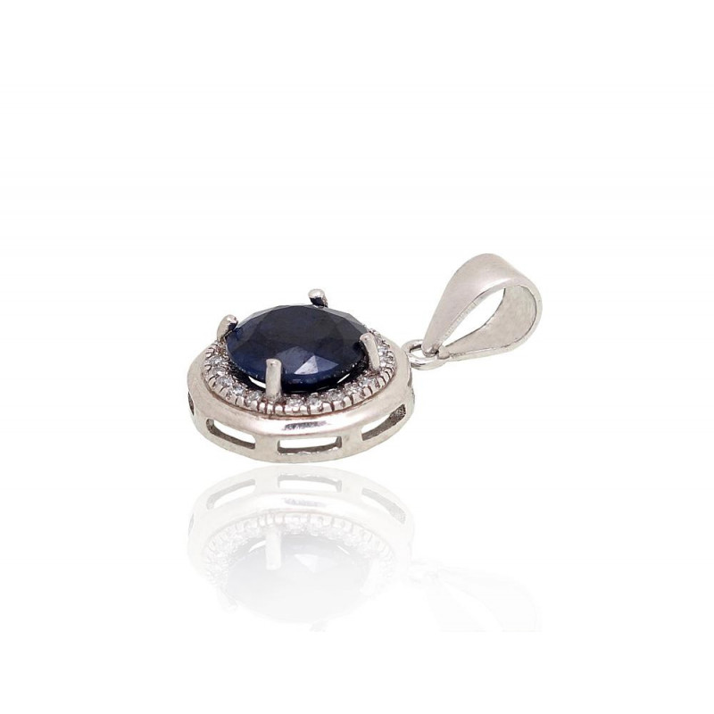 Silver pendant 2301963(PRh-Gr)_CZ+SA, Silver 925°, Rhodium (Plating), Zirkons , Sapphire