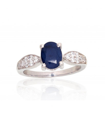 Silver ring 2101906(PRh-Gr)_CZ+SA, Silver 925°, Rhodium (Plating), Zirkons , Sapphire