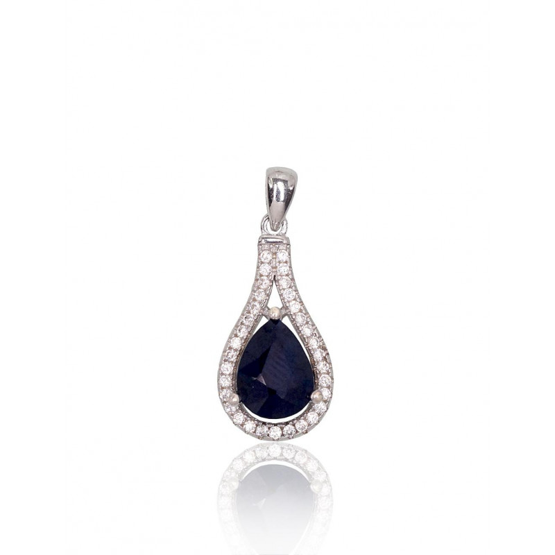 Silver pendant 2301964(PRh-Gr)_CZ+SA, Silver 925°, Rhodium (Plating), Zirkons , Sapphire