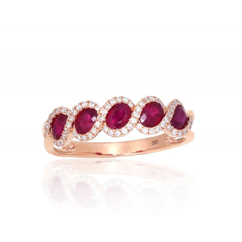 Gold ring 1101169(Au-R)_DI+RB, Red Gold 585°, Diamonds , Ruby