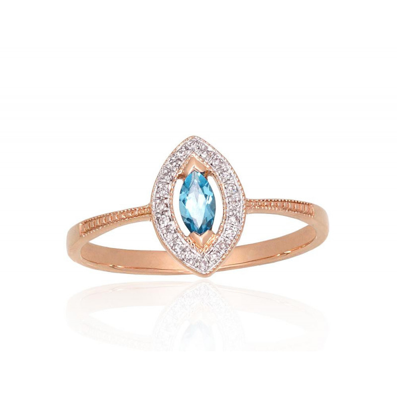 Gold ring 1101172(Au-R+PRh-W)_DI+TZLB, Red Gold 585°, Rhodium (Plating) , Diamonds , Sky Blue Topaz