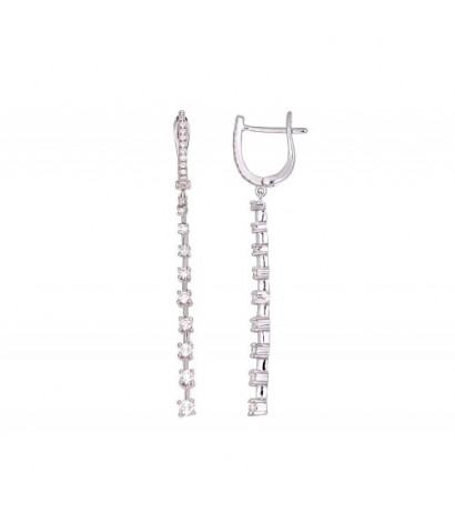 Gold earrings with 'english' lock 1201668(Au-W)_DI, White Gold 585°, Diamonds