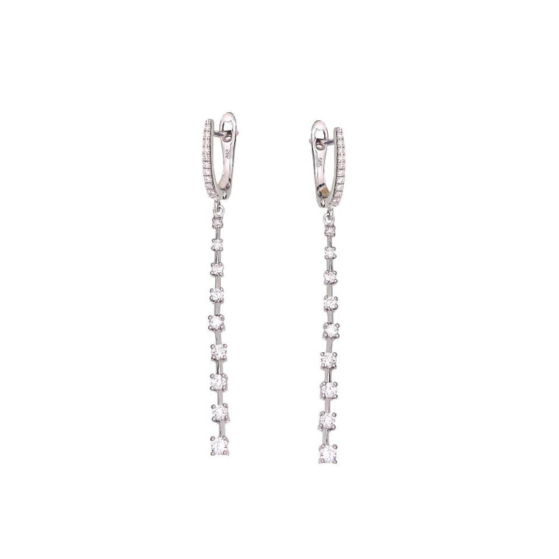 Gold earrings with 'english' lock 1201668(Au-W)_DI, White Gold 585°, Diamonds