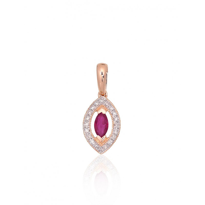 Gold pendant 1301074(Au-R+PRh-W)_DI+RB, Red Gold 585°, Rhodium (Plating) , Diamonds , Ruby