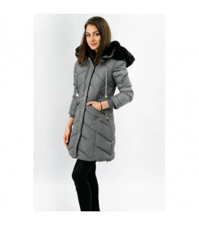 QUILTED HOODED JACKET GREY (W732) striukė