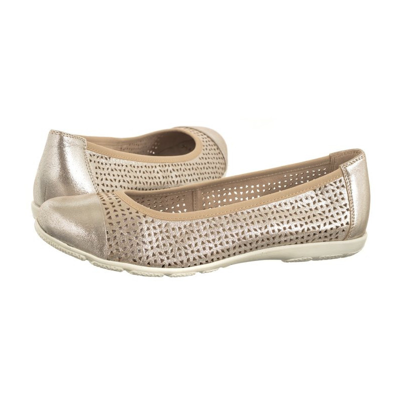 Caprice Beżowe 9-22151-42 341 Taupe Metallic (CP400-a) ballerinas