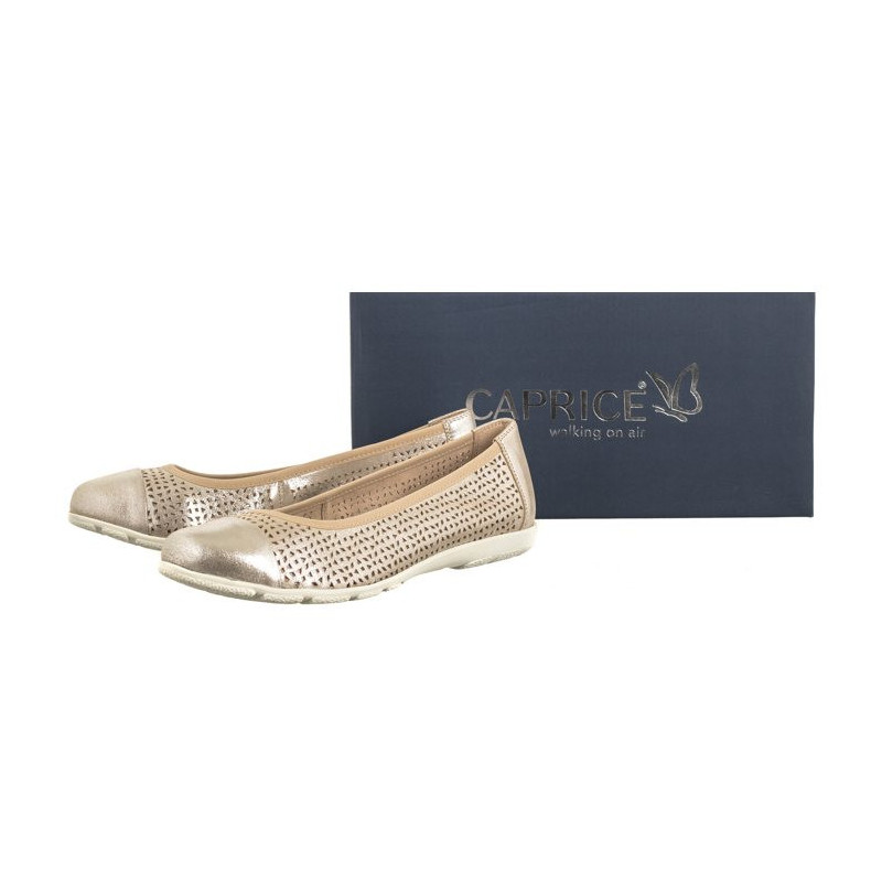 Caprice Beżowe 9-22151-42 341 Taupe Metallic (CP400-a) ballerinas