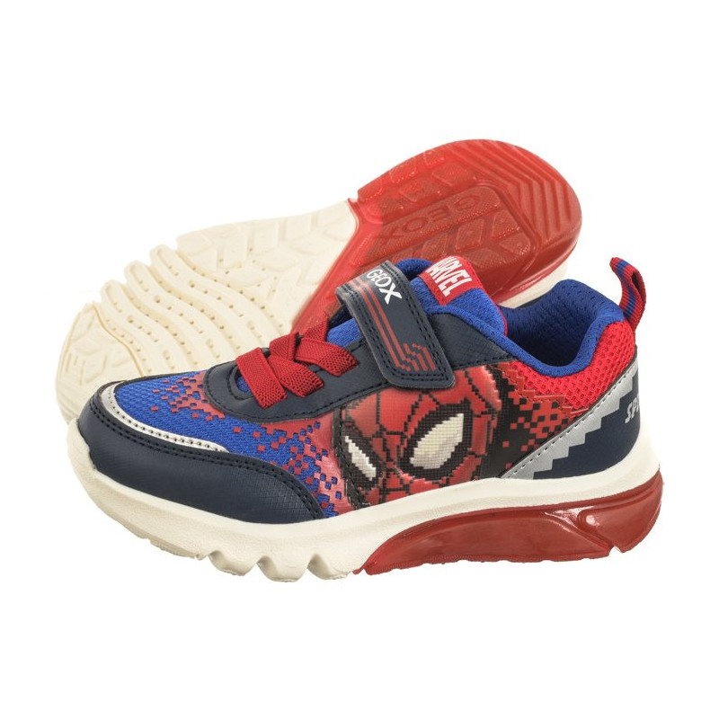 Geox J Ciberdron F - Mesh+Print. Marvel Spiderman Lights Navy/Red J45LBF 014CE C0735 (GE151-a) sporta apavi