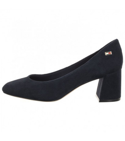 Tommy Hilfiger TH Suede Mid Heel Block Pump Space Blue FW0FW07717 DW6 (TH1027-a) kurpes