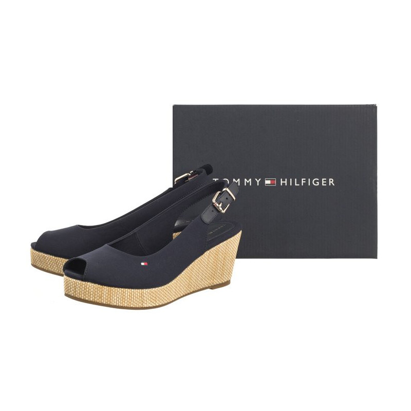 Tommy Hilfiger Iconic Elba Sling Back Wedge FW0FW04788 DW6 Space Blue (TH122-e) kurpes