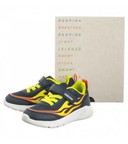 Geox J Sprintye B.B - Mesh+Geobuck Navy/Lime J45GBB 01454 C0749 (GE145-a) sporta apavi