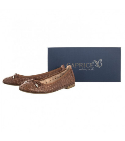 Caprice Brązowe 9-22109-42 303 Cognac Nappa (CP399-a) balerīnas