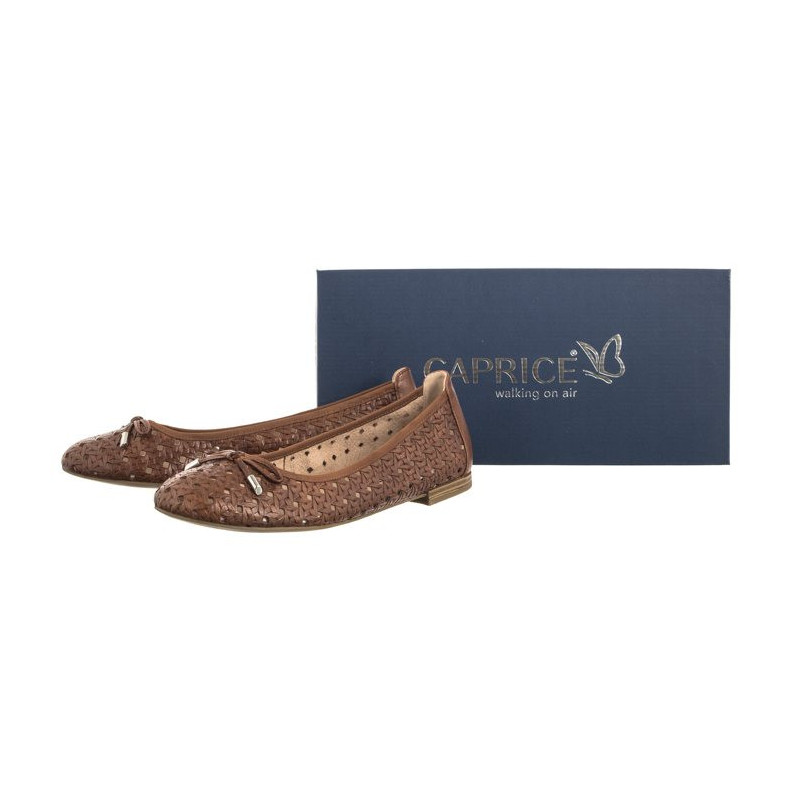 Caprice Brązowe 9-22109-42 303 Cognac Nappa (CP399-a) ballerinas