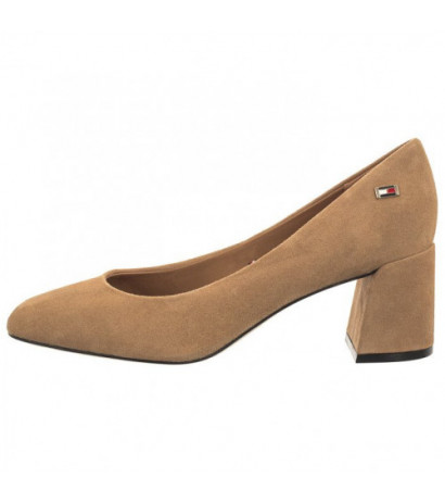 Tommy Hilfiger TH Suede Mid Heel Block Pump Classic Khaki FW0FW07717 RBL (TH1027-b) kurpes