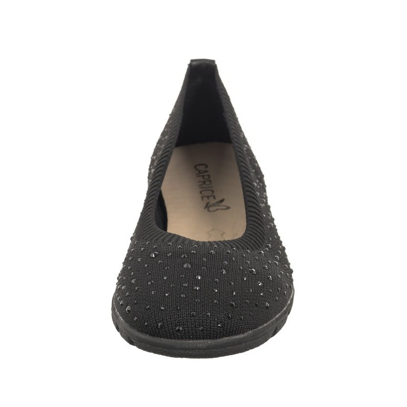 Caprice Czarne 9-22107-42 035 Black Knit  (CP397-a) ballerinas