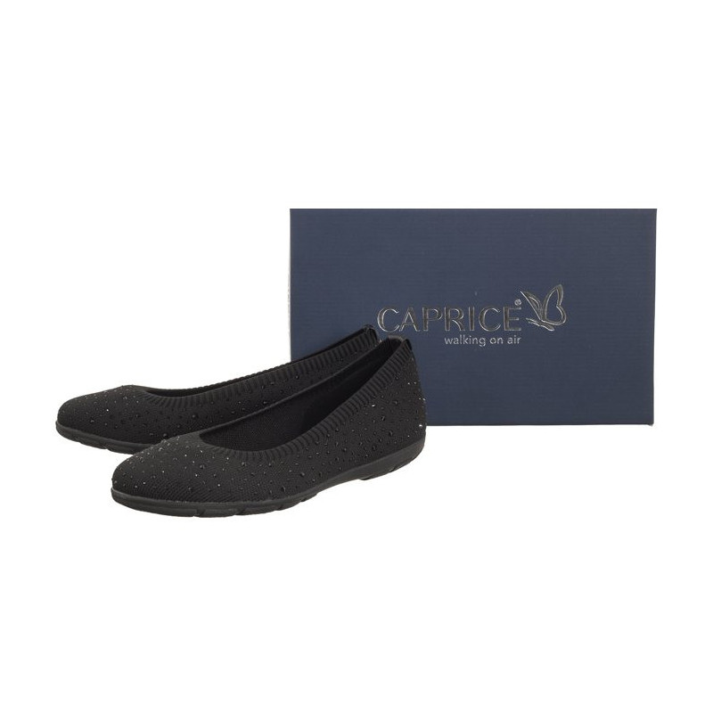 Caprice Czarne 9-22107-42 035 Black Knit  (CP397-a) balerīnas