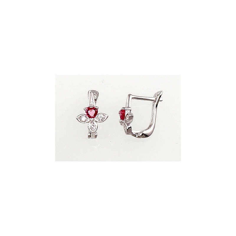 Silver earrings with 'english' lock 2200765(PRh-Gr)_CZ+CZ-RO, Silver 925°, Rhodium (Plating), Zirkons