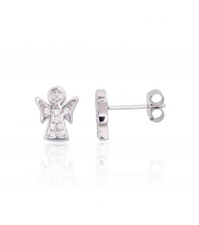 Silver stud earrings 2204093(PRh-Gr)_CZ, Silver 925°, Rhodium (Plating), Zirkons