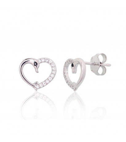 Silver stud earrings 2204135(PRh-Gr)_CZ+CZ-BK, Silver 925°, Rhodium (Plating), Zirkons