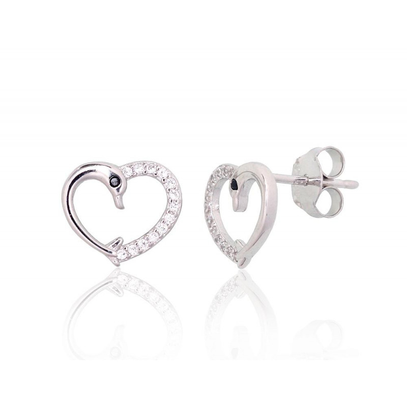 Silver stud earrings 2204135(PRh-Gr)_CZ+CZ-BK, Silver 925°, Rhodium (Plating), Zirkons