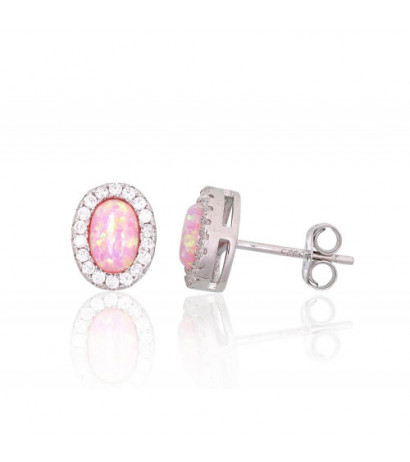 Silver stud earrings 2204143(PRh-Gr)_CZ+OP-PI, Silver 925°, Rhodium (Plating), Zirkons , Opalit