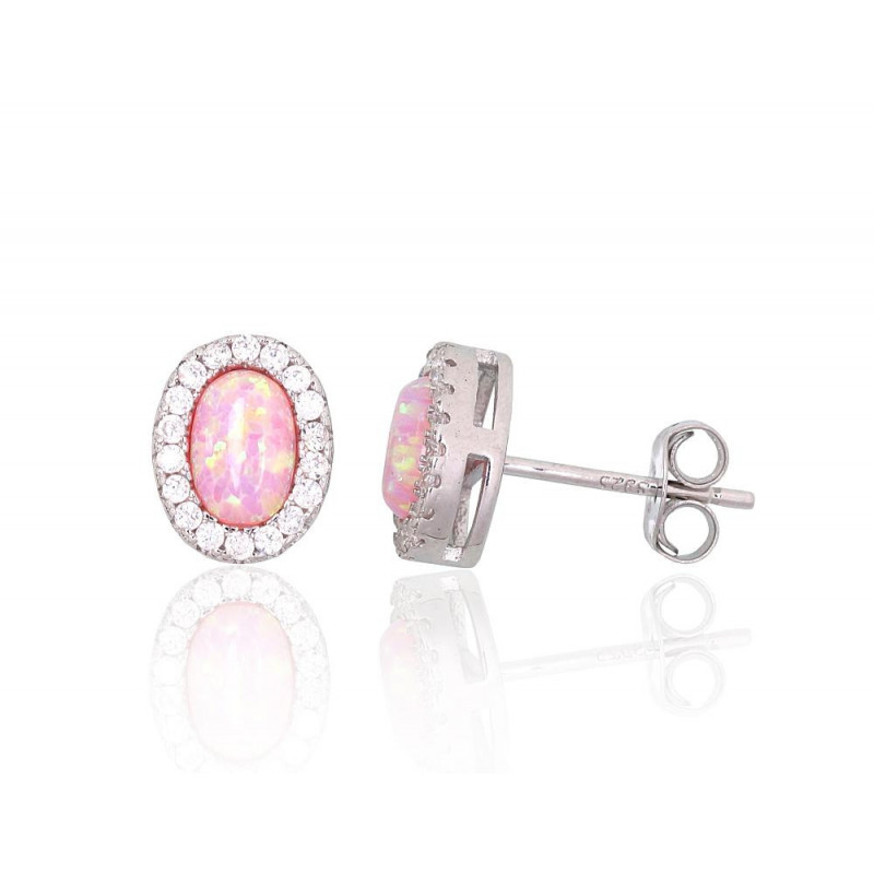 Silver stud earrings 2204143(PRh-Gr)_CZ+OP-PI, Silver 925°, Rhodium (Plating), Zirkons , Opalit