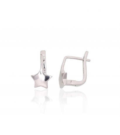 Silver earrings with 'english' lock 2204082(PRh-Gr), Silver 925°, Rhodium (Plating)