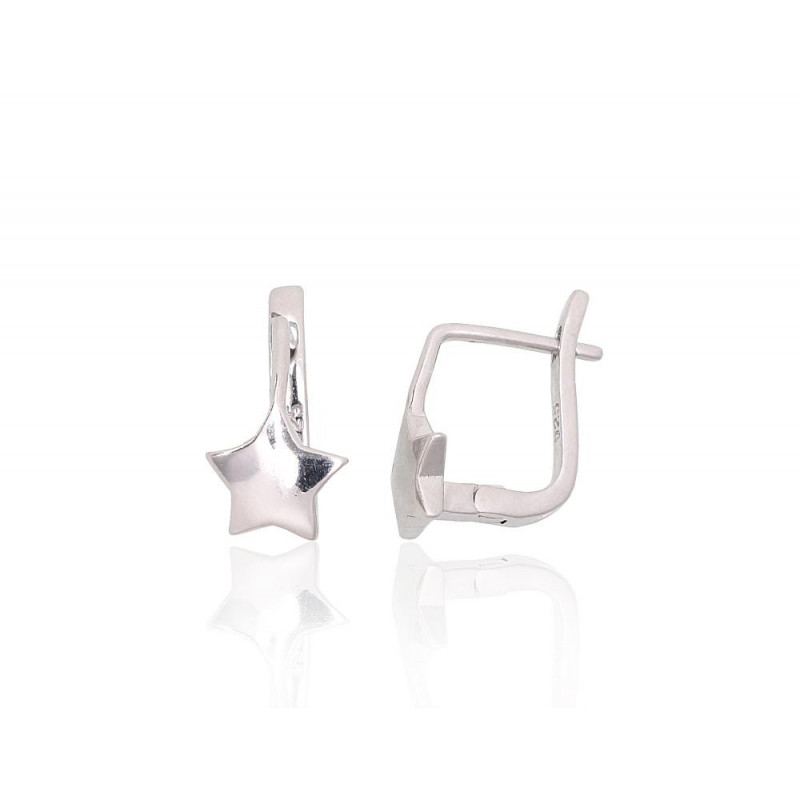 Silver earrings with 'english' lock 2204082(PRh-Gr), Silver 925°, Rhodium (Plating)