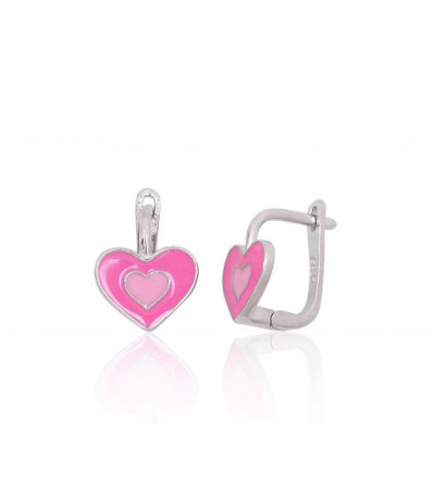 Silver earrings with 'english' lock 2204099(PRh-Gr)_ML-PI+ML-LPI, Silver 925°, Rhodium (Plating), Jewelery enamel