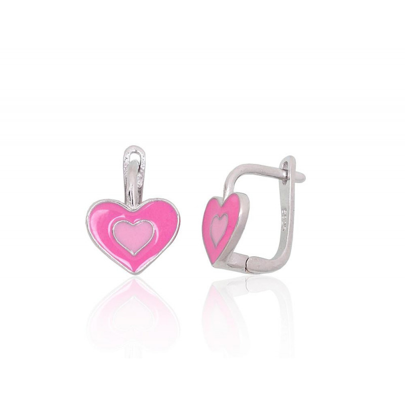 Silver earrings with 'english' lock 2204099(PRh-Gr)_ML-PI+ML-LPI, Silver 925°, Rhodium (Plating), Jewelery enamel