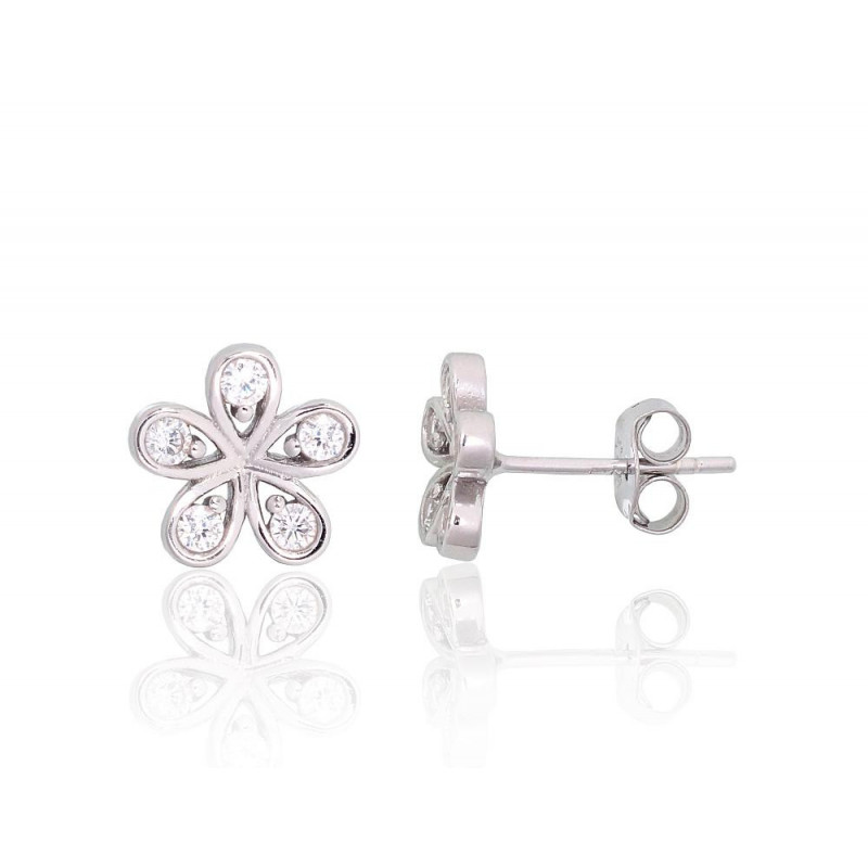 Silver stud earrings 2204136(PRh-Gr)_CZ, Silver 925°, Rhodium (Plating), Zirkons