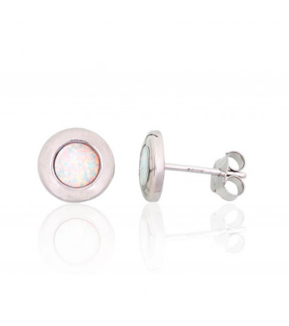 Silver stud earrings 2204144(PRh-Gr)_OP-W, Silver 925°, Rhodium (Plating), Opalit