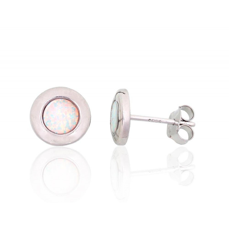 Silver stud earrings 2204144(PRh-Gr)_OP-W, Silver 925°, Rhodium (Plating), Opalit