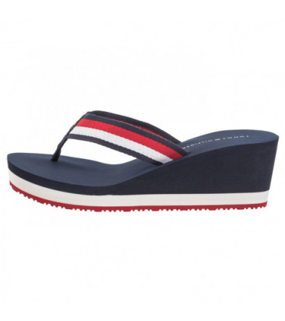 Tommy Hilfiger Corporate Wedge Beach Sandal Red/White/Blue FW0FW07987 0G0 (TH1080-a) kurpes