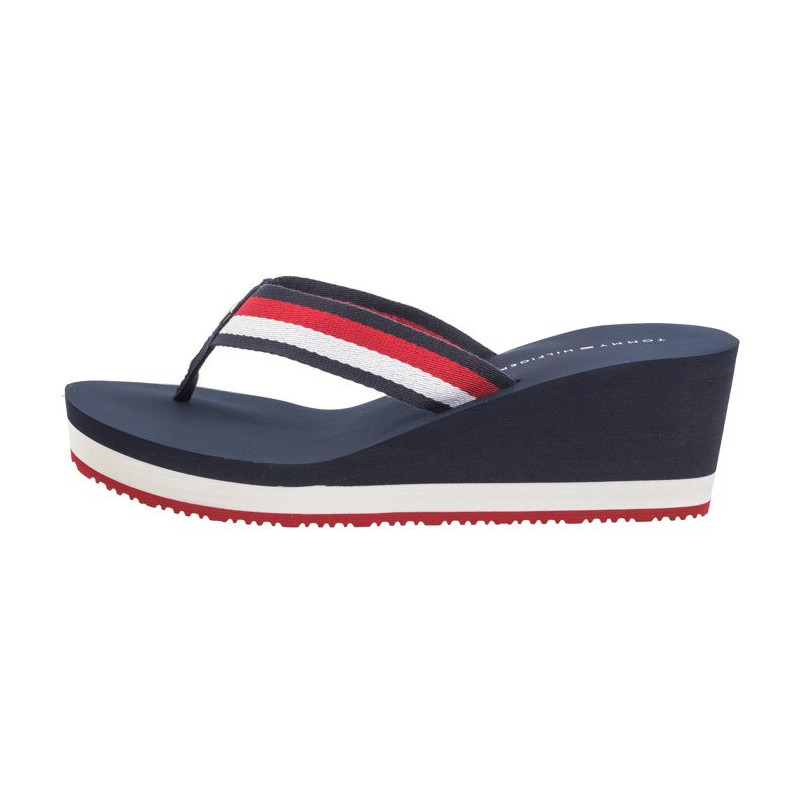 Tommy Hilfiger Corporate Wedge Beach Sandal Red/White/Blue FW0FW07987 0G0 (TH1080-a) kurpes