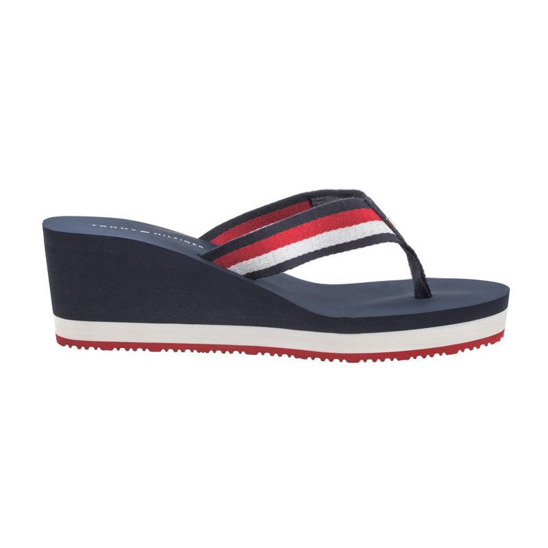 Tommy Hilfiger Corporate Wedge Beach Sandal Red/White/Blue FW0FW07987 0G0 (TH1080-a) kurpes