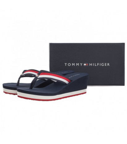 Tommy Hilfiger Corporate Wedge Beach Sandal Red/White/Blue FW0FW07987 0G0 (TH1080-a) kurpes